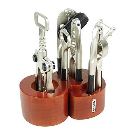 FRABOSK SET 6 ACCESSORI BAR/CUCINA CON BASE IN LEGNO