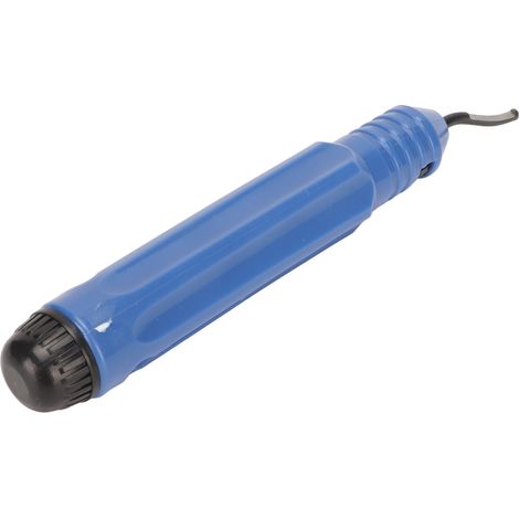 Ce kit d'ébavurage comprend 10 lames d'ébavurage remplaçables et constitue un outil d'ébavurage portable adapté à des matériaux tels que la résine époxy, le cuivre et le plastique. (1/5)