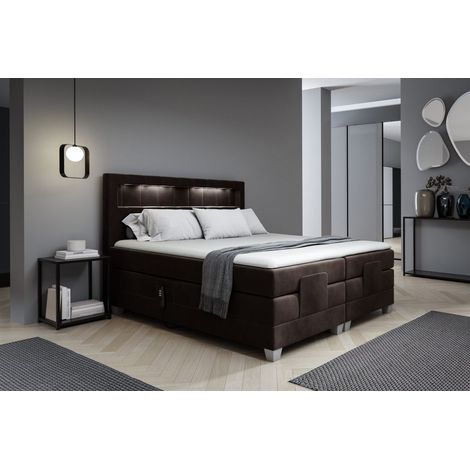 Boxspringbett Elektrisch Bett DAVIDE 140x200cm in Stoff Fresh Dunkelbraun (1/2)