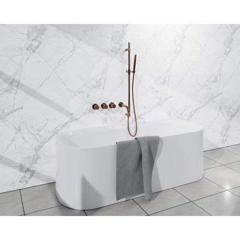 Fortifura Nebbio Ensemble combiné bain - mitigeur thermostatique - barre coulissante avec coude mural intégré - flexible de douche métallique - (1/5)
