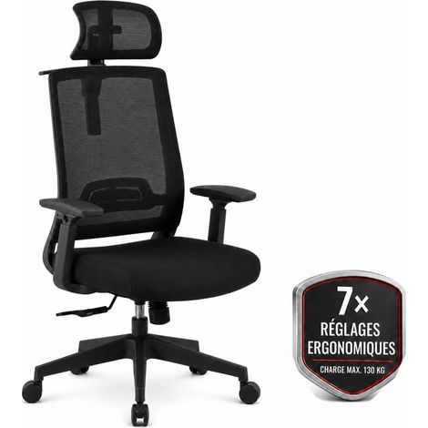 Chaise de bureau Victor Fauteuil ergonomique en mesh Noir (1/5)