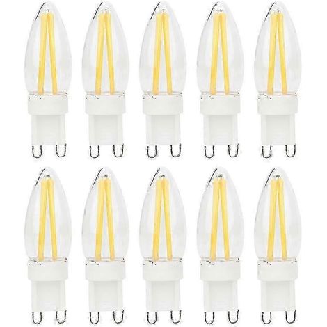 Packung mit 10 G9 LED-Lampen mit langem Glühfaden, dimmbar, bipolar, kompatibel mit Heim- und Fahrzeugbeleuchtung, 3 W, 220 V AC.