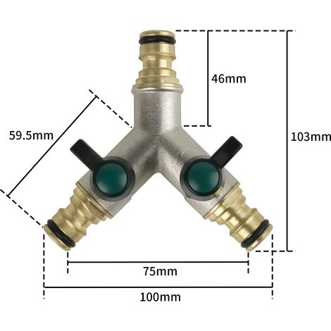 Hydrogarden Robinet à tournant sphérique de Tuyau 1/2" raccord en Laiton en Forme de Y 2 Interrupteur connecteur à 3 Voies (pour Tuyau ID 13MM) (1/4)