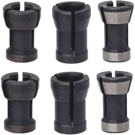 6 Pièces Tête de Mandrin HSS Pince de Serrage Defonceuse Tête Adaptateur Convertisseur pour Perceuses Machine de Gravure pour Rogneuse Menuiserie électrique Pince de Routeur Titulaire(6/6.35/8mm) (1/4)