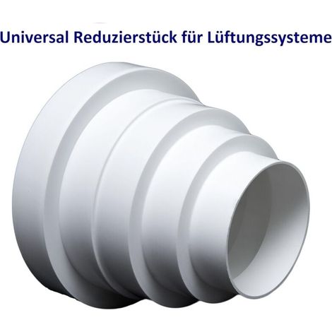 Union – Réducteur VMC rond en PVC pour diamètres 80-150 mm – Résistant à la corrosion – Ventilation efficace jusqu'à 65 °C