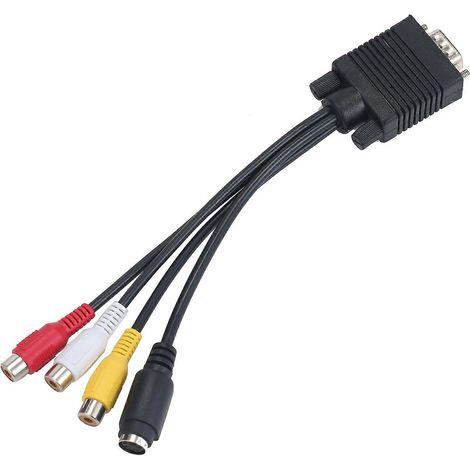 Adaptateur de câble convertisseur VGA vers S-Vidéo 3 RCA TV AV, câble adaptateur 3 RCA femelles, adaptateur VGA vers sortie vidéo TV S-Vidéo AV. (1/5)