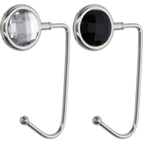 2 Stück Handtaschenhaken - Starre Aluminium-Zink-Aufhängung - Taschenhalter für Tisch Büro - Aufhängung Handtasche Kleine Gegenstände - Schwarz-Weiß-Silber (1/5)