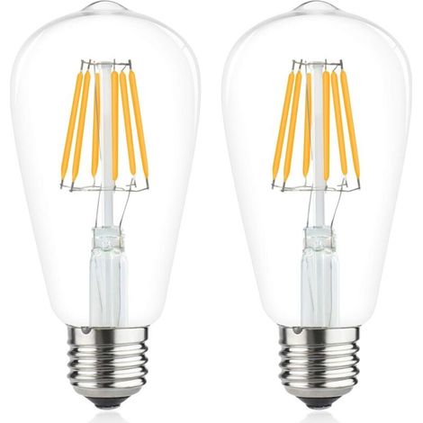 6W E27 ST64 Filament-Leuchtmittel LED Edison 220V LED Vintage Classic Warmweiß 2700K 60W Halogen-Äquivalent 600lm für Wohnmobil, Yacht, Dampfer usw. (2 Stück, Dimmbar) [Energieklasse A++] (1/5)