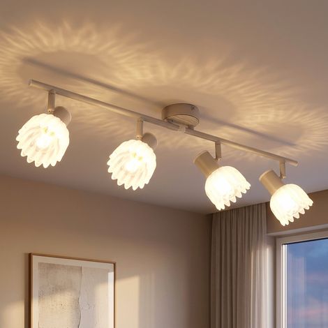LED Deckenleuchte beige Deckenlampe Wohnzimmerlampe Spots verstellbar L 70 cm (1/5)