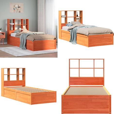 Estructura de cama sin colchón madera maciza marrón 75x190 cm - Estructura de cama - Cabecero de cama