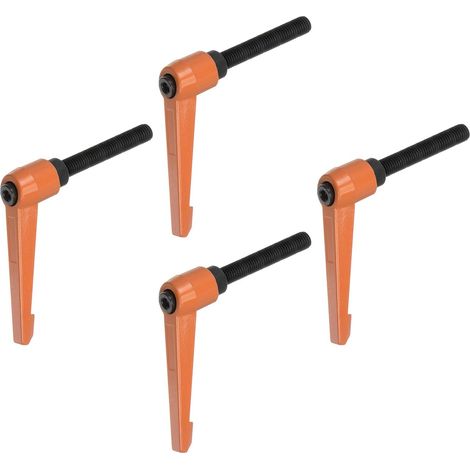 4pcs Réglable Serrage Levier Poignées M10 x 50mm Orange Homme Filetage Fileté Goujon Boulon Boutons Rotatif Vis Verrouillage Rapide Libérer Cliquet Pousser Bouton Poignée (1/5)