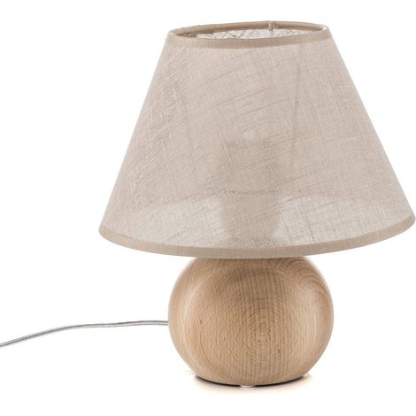 [NEUWERTIG] Envostar Gill Tischlampe Leuchte Lampe Holz Natur Schirm Beige Schalter E27 Spot B-Ware