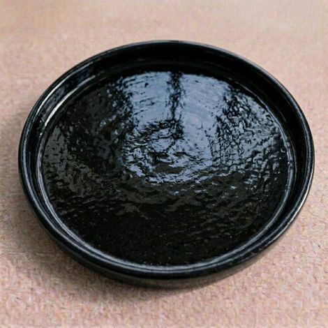 Provencelia Keramik Untersetzer Base Schwarz, Ø24 x H5 cm, frostbeständig, handgefertigt, glasiert, Outdoor, Garten, Terrasse, winterfest
