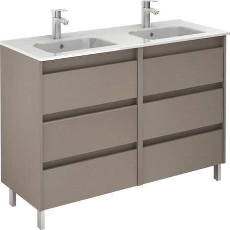 ROYO C0072635 SANSA Mueble de Baño con Lavabo 120 cm 6 Cajones Nogal Arenado - ref: C0072635 (1/2)