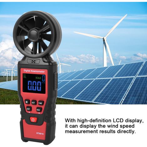 Anémomètre numérique portable LCD avec mesure de vitesse du vent et température, testeur ST6816 (1/5)