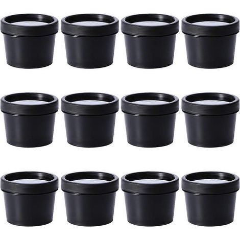 Set mit 12 leeren Eiscremebechern, Gesichtsmaskenbehältern, nachfüllbaren Sahnetöpfchen mit Deckel – 7,1 x 7,1 cm – Schwarz (1/4)