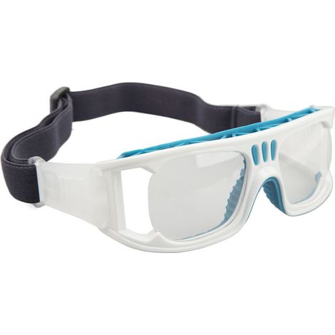 Lunettes de sport résistantes aux chocs et antibuée, avec bandeau ajustable, pour basketball, course à pied et cyclisme (bleu). (1/5)