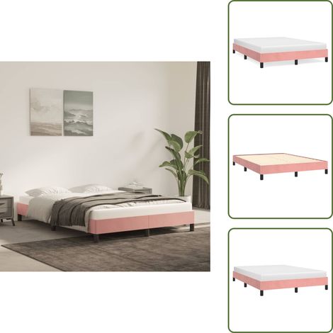 Cama con terciopelo - vidaXL Estructura de cama sin colchón terciopelo rosa 140x200 cm - Cama de madera