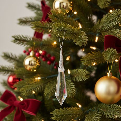 Pendente a punta trasparente per decorazioni natalizie da h 12,5 cm -Punta (1/5)