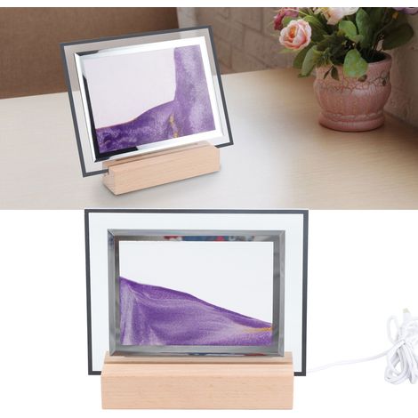 Lampe de chevet carrée en verre à LED avec effet sable mouvant, décoration de bureau, lampe de chevet 3D dynamique en peinture de sable, décoration pour la maison ou le bureau (1/5)