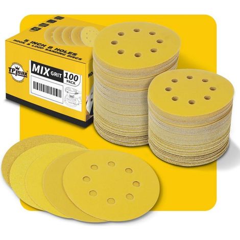 Schleifscheiben 125mm 8 Loch Klett 60 80 Gemischte Körnung 100 Pack (1/5)