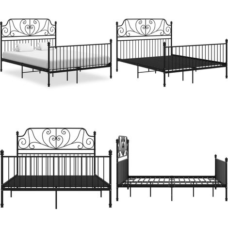 Bettgestell Schwarz Metall 160x200 cm - Metallbett - Doppelbett - Boxspringbetten - Bettrahmen - Schwarzes Bett - Home & Living (1/5)