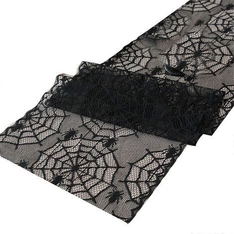 Nappe en dentelle gothique, décoration d'Halloween, en polyester, facile d'entretien et facile à ranger. (1/5)