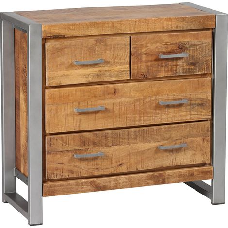 PALISSA - Commode 4 Tiroirs Bois et Acier Patiné (1/3)