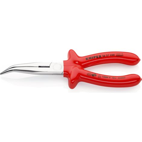 KNIPEX 26 27 200 Pinza per meccanica - con becchi mezzotondi con tronchese (pinza a becchi di cicogna) isolati ad immersione, collaudati VDE cromata 200 mm