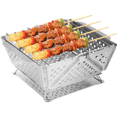 Mini barbecue, grille de barbecue en acier inoxydable Grill pliable, portable et multifonctionnel pour pique-nique, bateau, balcon, maison, jardin, terrasse, voyage et cuisine (1/5)