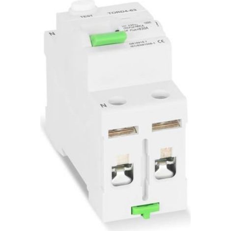 Disjoncteur Différentiel - 2 Pôles - 63 A - 30 mA - Type A - Protection Contre Les Fuites De Courant Et Les Surcharges (1/5)