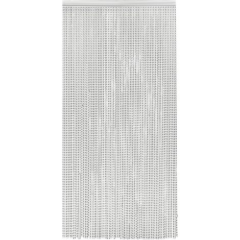 Rideau à Chaînes en Aluminium, 90×210cm Écrans de Porte à Rideau de Chaîne pour Décoration des Portes, Volant en Métal Stores Anti-Insectes Antiparasitaire (Argent) (1/5)