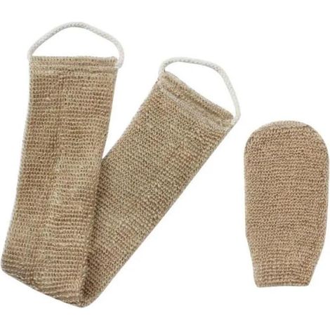 Sangle Lave Dos, Lanière Crin Gant Exfoliant, Bande Dos Exfoliante en Chanvre Naturel pour Dos Corps Bain Douche Homme Femme (1/4)