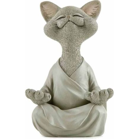 Statuette chat Bouddha, méditation yoga, collection, cadeau amoureux chats, décoration intérieure