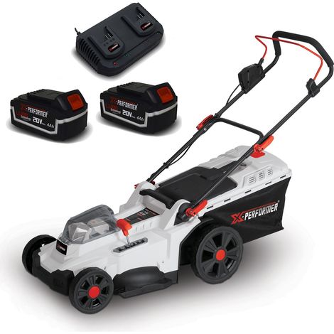 Tondeuse à gazon portative sur batterie - 40V MAX - Hauteur de coupe 6 positions avec 2 Batteries 4Ah et double chageur