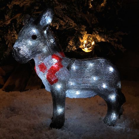34cm Battery Operated LED Light up Acrylic Christmas Donkey Decoration (1/5)