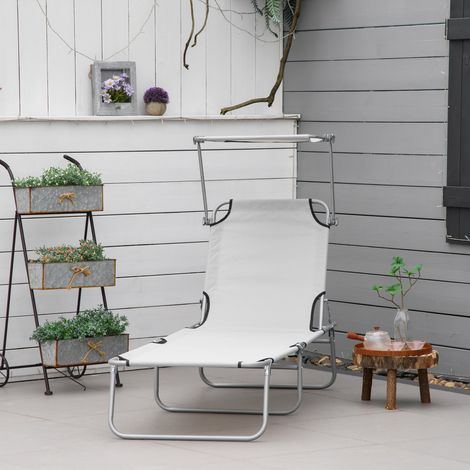 Transat bain gris clair de soleil pliable chaise longue pliante dossier inclinable multi-positions 187 x 58 x 36 cm conception robuste