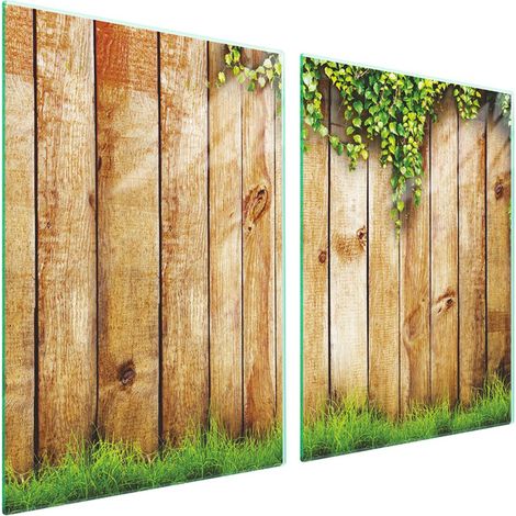 Plaque de protection en verre pour poêle 2x45x52 Bois (1/5)