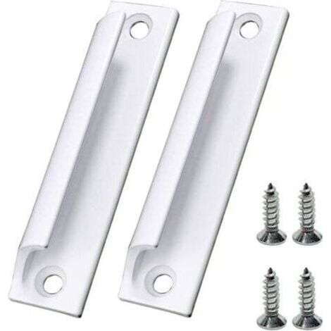 2 Pièces Poignée Blanc de Porte Coulissante Poignée Meuble en Alliage d'Aluminium Poignée de Fenêtres avec Vis (1/4)