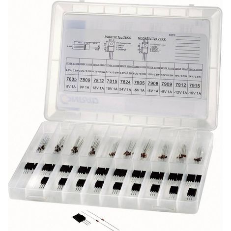 Tru Components – Assortiment de diodes Zener et régulateurs de tension 179000 – 130 pièces – 0,5 W – 5/9/12/15/24 V – Conforme RoHS (1/3)