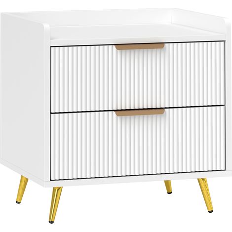Stylish White MDF Two-Drawer Nightstand for Modern Bedrooms