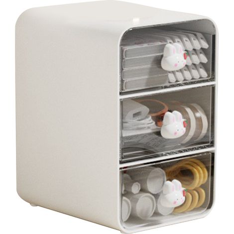 Boîte de rangement pour cosmétiques à tiroir, boîte de rangement pour maquillage, étagère de bureau, panier pour chambre d'étudiant, maison, petit modèle White Rabbit (1/5)