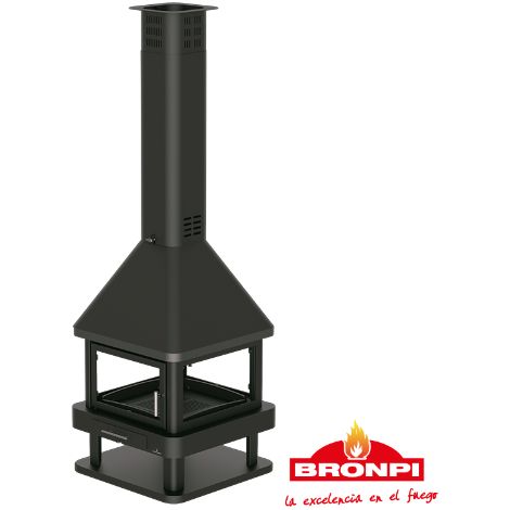 BRICOSOL CHIMENA DE LEÑA METÁLICA 4 CARAS BRONPI MODELO HUELVA