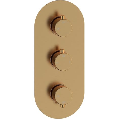 Signature Reflex Thermostatic 2 Outlet Concealed Shower Valve Triple Handle - Brushed Bronze