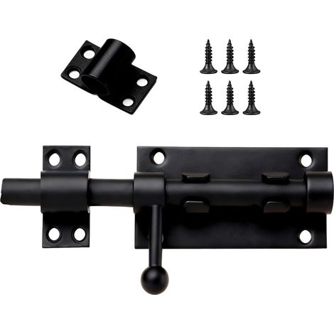 Verrou de Porte Extérieur en Acier Inoxydable Épais Noir – Serrure Portail & Loquet Porte, Verrou Bodyslide 125mm, Idéal pour Verrouillage de Portail de Jardin, Porte Extérieure et Intérieure