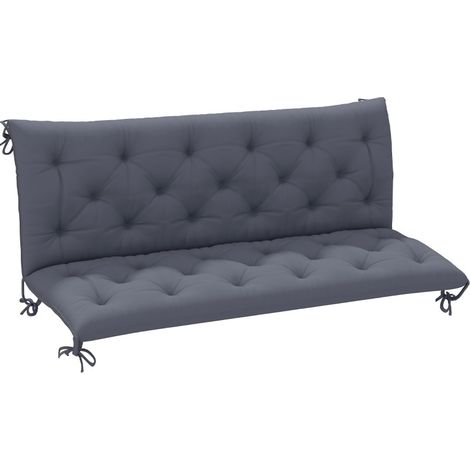 Coussin de banquette 3 places 150 x 98 x 8 cm gris foncé avec dossier et sangles pour usage intérieur et extérieur (1/5)