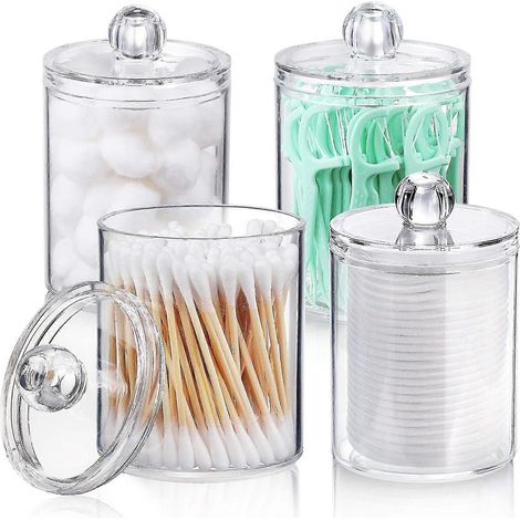 Lot de 4 distributeurs de cotons-tiges pour boules de coton, cotons-tiges, disques de coton et fil dentaire (1/5)