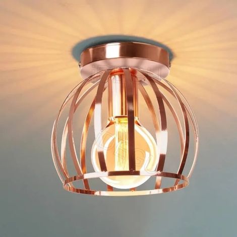 Plafonnier Retro en Métal,Lampe Plafonnier Industrielle Vintage Style Edison pour Salon Chambre,ø20cm,Rose (1/4)