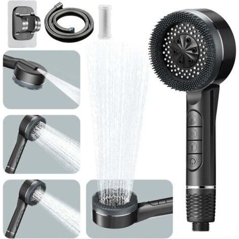 High Pressure Shower Head, Water Saving Shower Head with 1.5M Shower Hose and Shower Holder, Anti-Limescale Shower Head with Filter and 4 Spray Patterns (1/4)