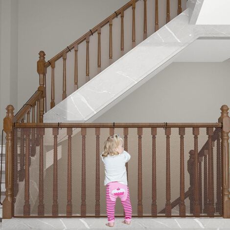Filet de sécurité pour balcon, filet de sécurité pour animaux, filet en nylon pour rampe d'escalier, 6 m de long x 78 cm de large (brun) (1/5)